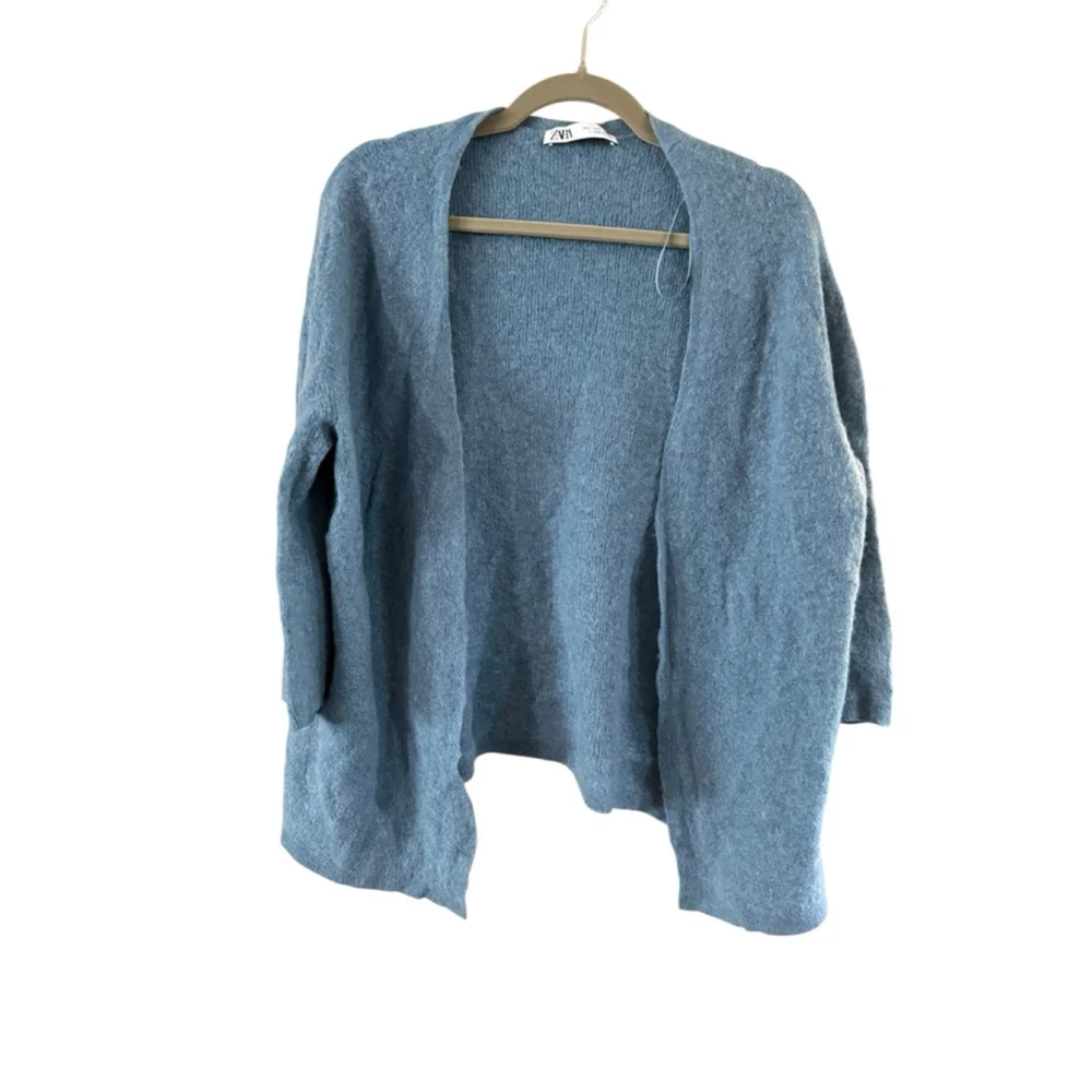 Women's Zara Blue Alpaca Blend Open Front Cardigan L - Picture 2 of 8